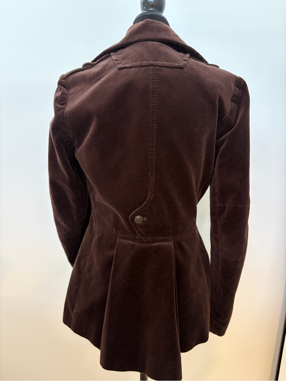Tailored Brown Velvet Button-Front Blazer - Picture 4 of 5